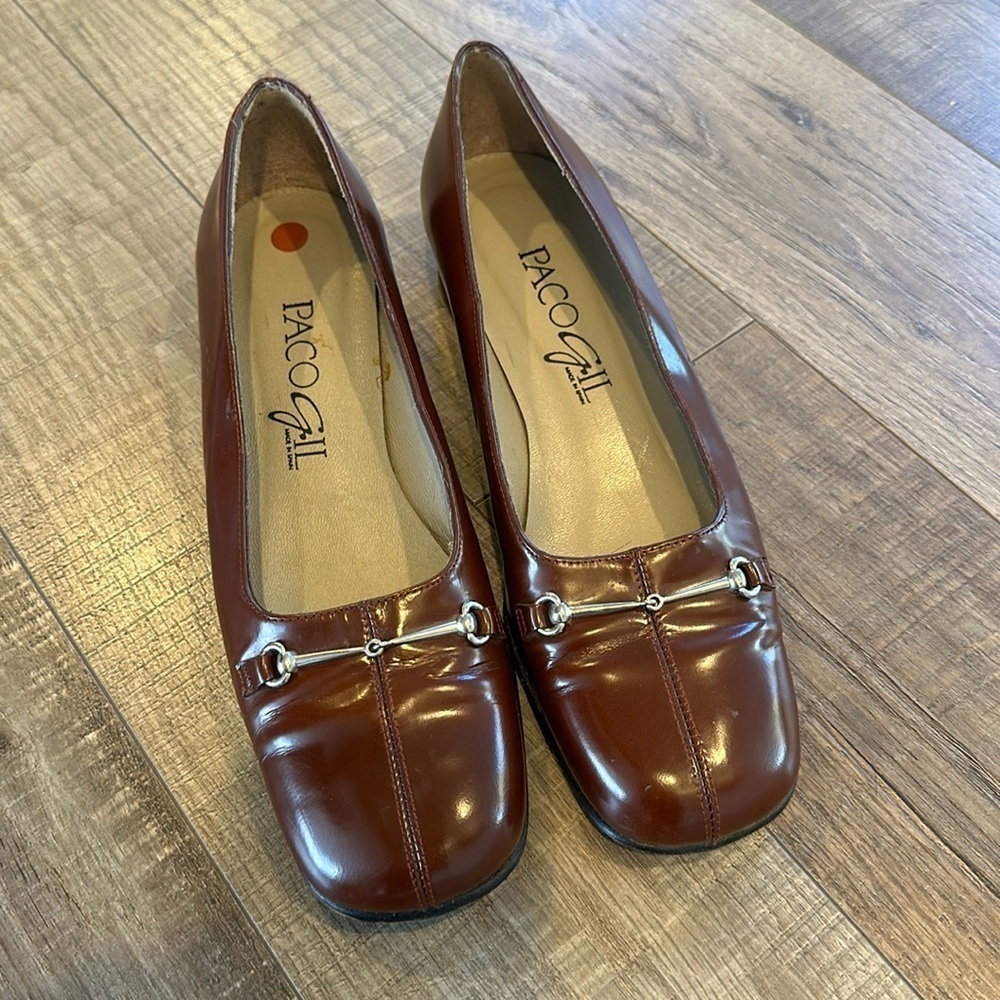 PACO GIL wine color Gucci style horse bit shoes size 7
